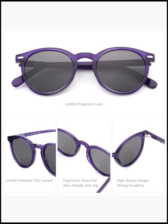 Polarized Retro Round Sunglasses UV400 Protection Unisex main image 5